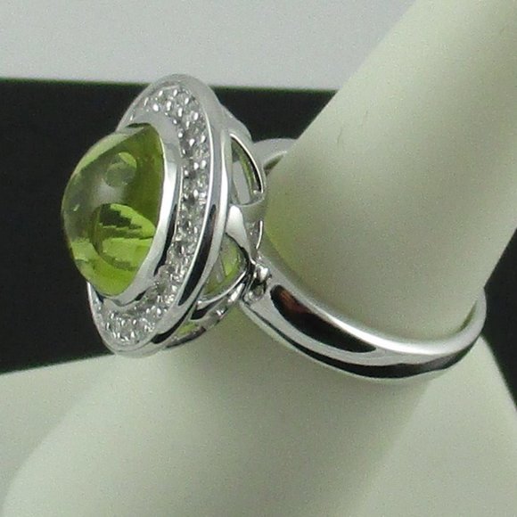 7.3ct Apple Quartz & White Topaz Round Ring - Picture 3 of 8